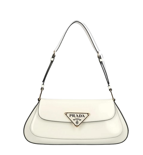 BOLSA PRADA PLAQUE SHOULDER BRANCA